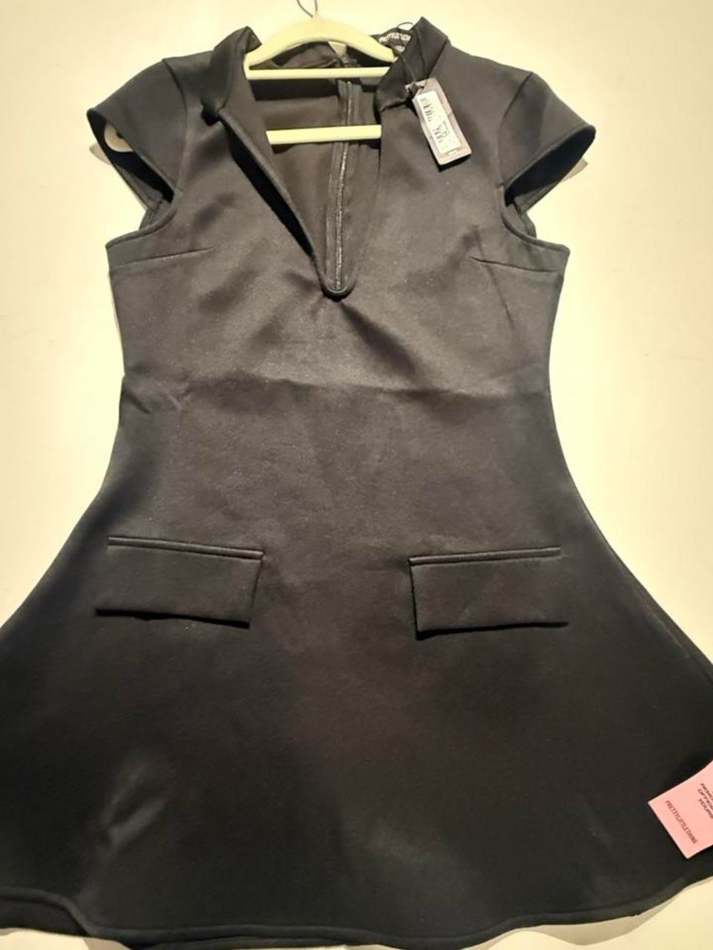 PrettyLittleThing Black Notch-Neck Fit & Flare Mini Dress